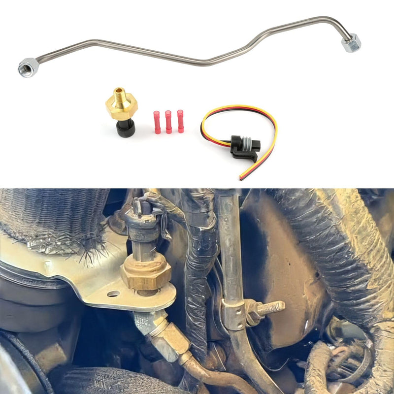 EGR Tube Line + Exhaust Back Pressure Sensor DPFE + wire Harness Connector Combo Set for 1993-2003 F-250 350 450 550 Super Duty, for E-350 450 550 Excursion Econoline Replace 1850353C1 1C3Z9D477AA