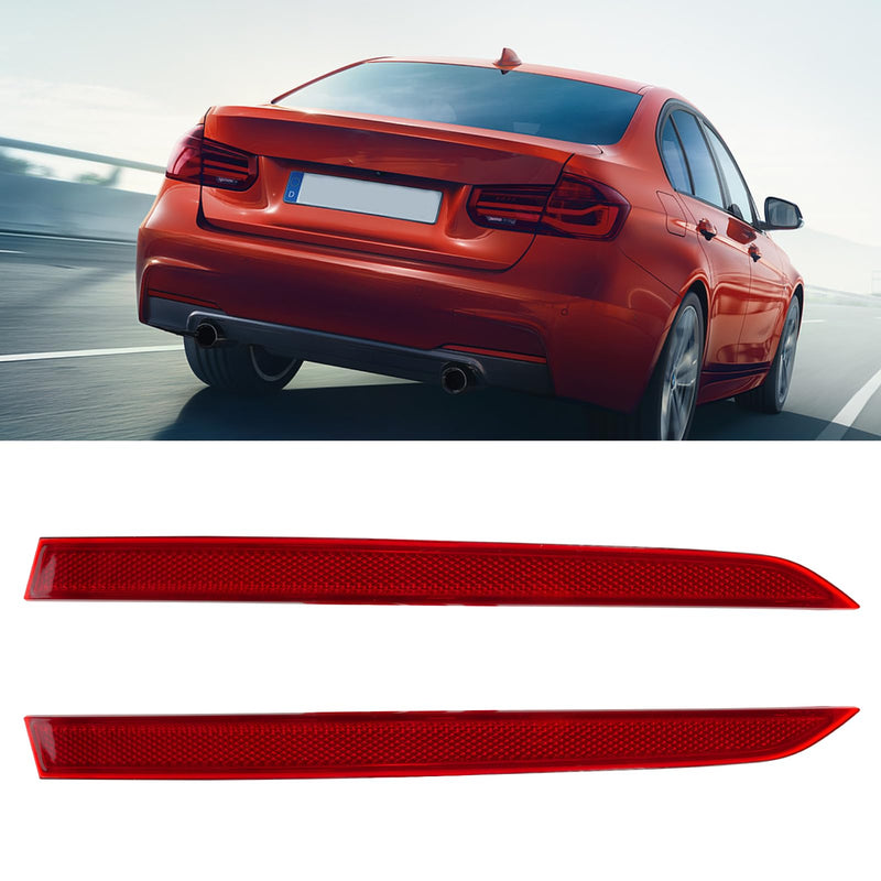 Jaronx Compatible with BMW Rear Bumper Reflector for 3 Series F30 Sedan/F31 Touring M Sport 2013-2018,for BMW 63147847165 63147847166 Left/Right Rear Bumper Red Marker Tail Reflector Light Replacement
