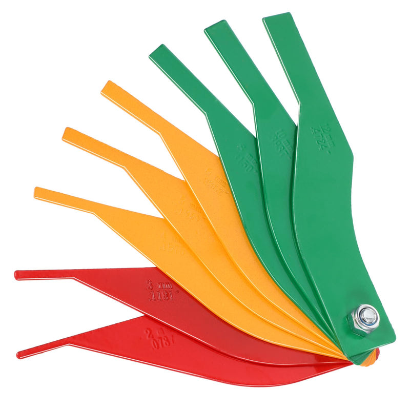 Brake Pad Measuring Tool, 8 Pieces Brake Pad Thickness Gauge Color-Coded Steel Structure Thickness Gauge Automotive Brakes Measuring Tool for Measure Disc and Drum Braking Pads Gauges