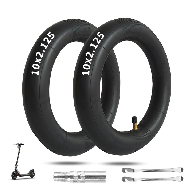 10 x 2.125 Scooter Tire Inner Tube, 10 inch Tires Replacement, for Segway Ninebot F20, F25, F30, F40 Electric Scooter [Thickened] [Valve Extension] [Tire Levers] (2 Pack)