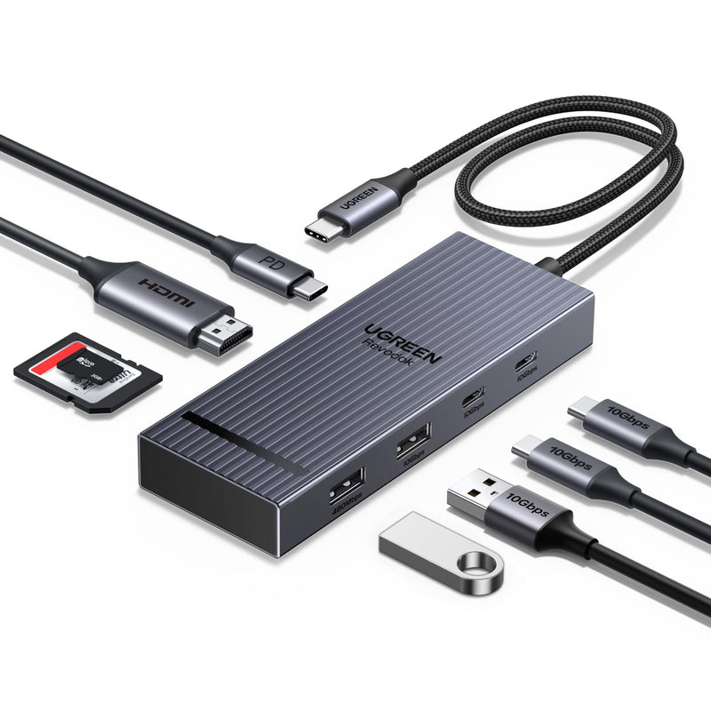 UGREEN Revodok Pro USB C Hub for Laptop 8 in 1 MacBook 4K 60Hz HDMI | 10Gbps USB-C/A data, SD/TF reader, 100W PD, supports MacBook Neo/Pro/Air, XPS, Thinkpad