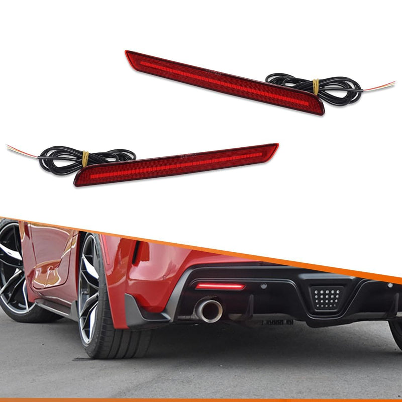 ADIIL 2PCS Red Lens Red LED Rear Fog Light Bumper Reflectors Brake Tail Lamps For 2020 2021 2022 To yota GR Supra