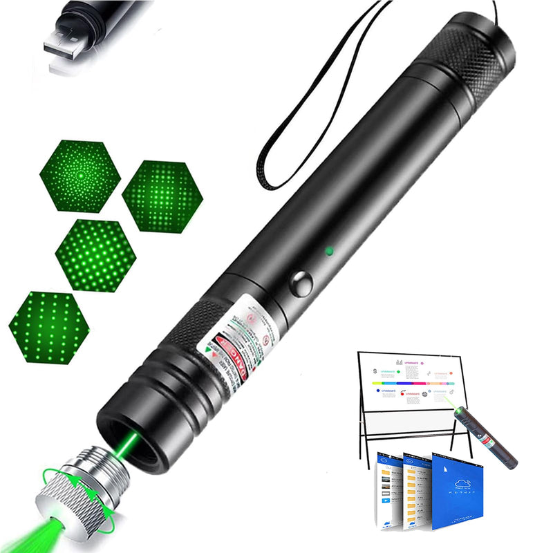 Green Laser Pointer, High Power Laser Pointer, Suitable for Tv/LED/LCD Screen Demonstrations, Outdoor Exploration, and Construction Projects, with USB Charging Option { Green }