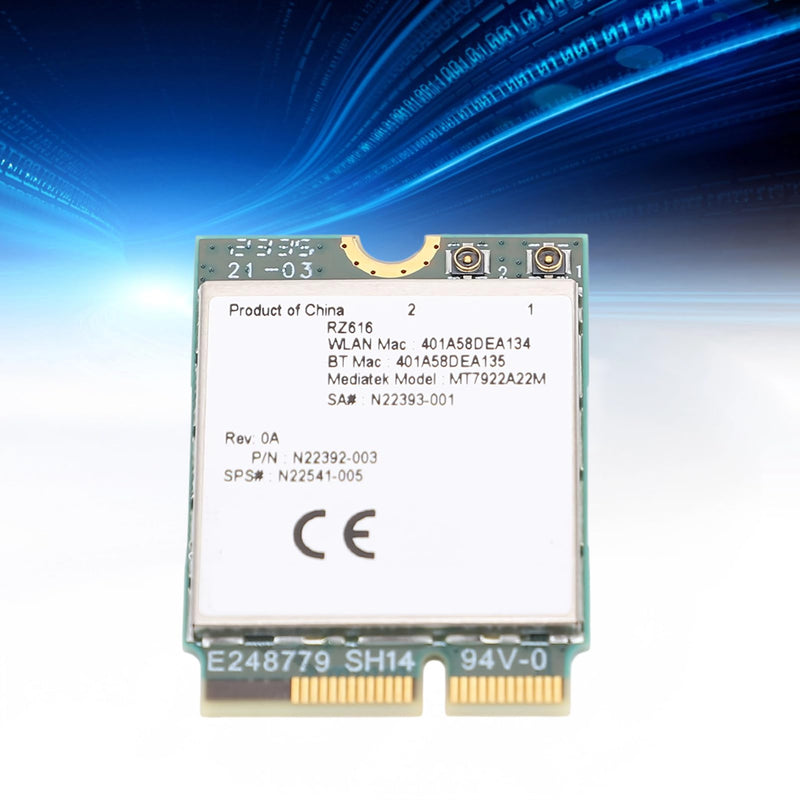 RZ616 MT7922A22M M.2 WiFi6E WL Network Card Module, 5374Mbps Bluetooth 5.2 Tri Band WiFi6E Card Adapter, for Computer, for Linux Compatible, Easy Installation