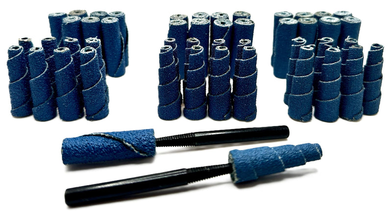 50 Piece Zirconia Abrasive Sanding Cartridge Spiral Roll Sander Kit, Mini Cone & Cylinder Kit for Metal, Wood, Stainless, Welds, Engine Porting – Die Grinder & Rotary Tool Accessories