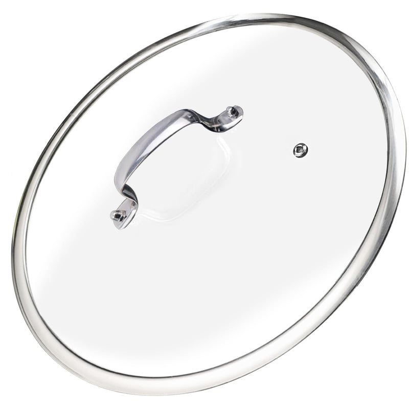 Premium Tempered Clear Glass Lids, 11", 12", 13" Stainless Steel Replacement Lid for Pots, Pans and Skillets, Large Glass Covers with Steam Vent 13 inch