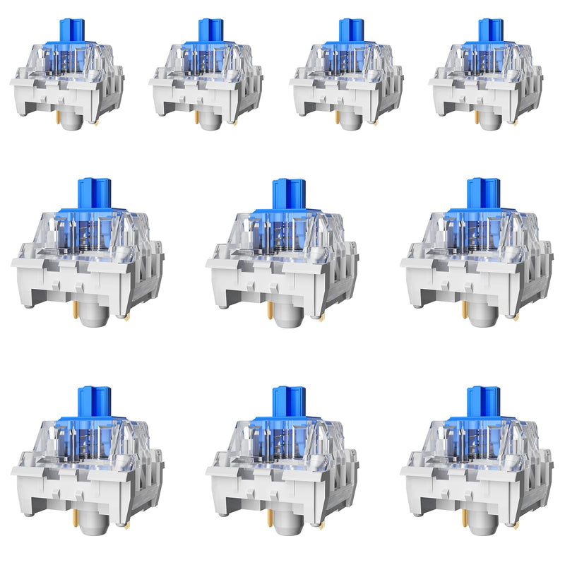 ZhouWang Blue Switch 3 Pin 60gf Pre-Lubricated,Dustproof Clicky Switch,Suitable for RGB,Mechanical Gaming Keyboards、MX Mechanical Keyboard(Blue,72PCS) 72Pcs