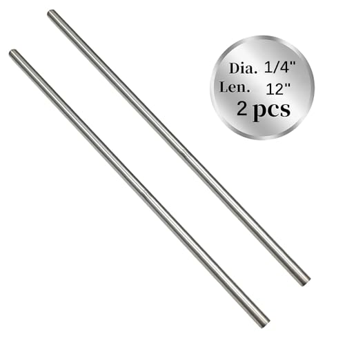 12" Length Titanium Rod 1/4" Dia(6mm),Titanium Alloy Round Rod GR5 Metal for Model Plane Cars Ship DIY Craft Metal Working (2 Pcs) Dia 1/4" 2