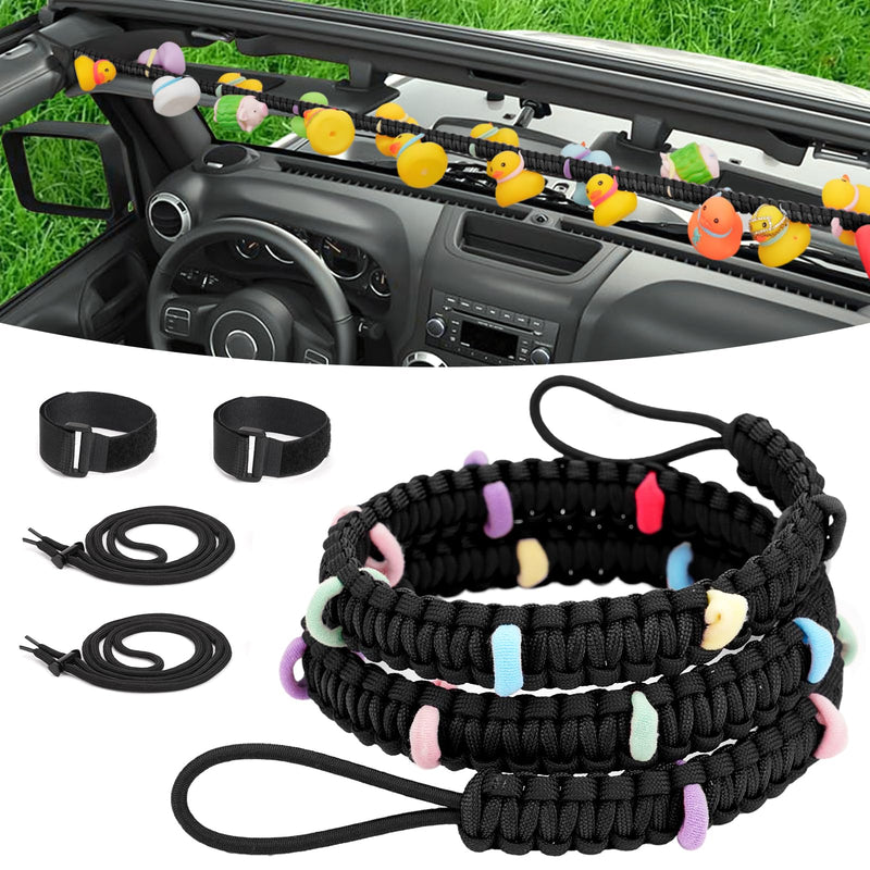 Duck Holder for Jeep, Elastic Rubber Duck Rope Holder for Jeep Wrangler YJ TJ JK JL & Gladiator JT, Paracord Ducks Display Fixed Mount, Hold 36 Ducks, Gift for Jeep Lover (Black) Black