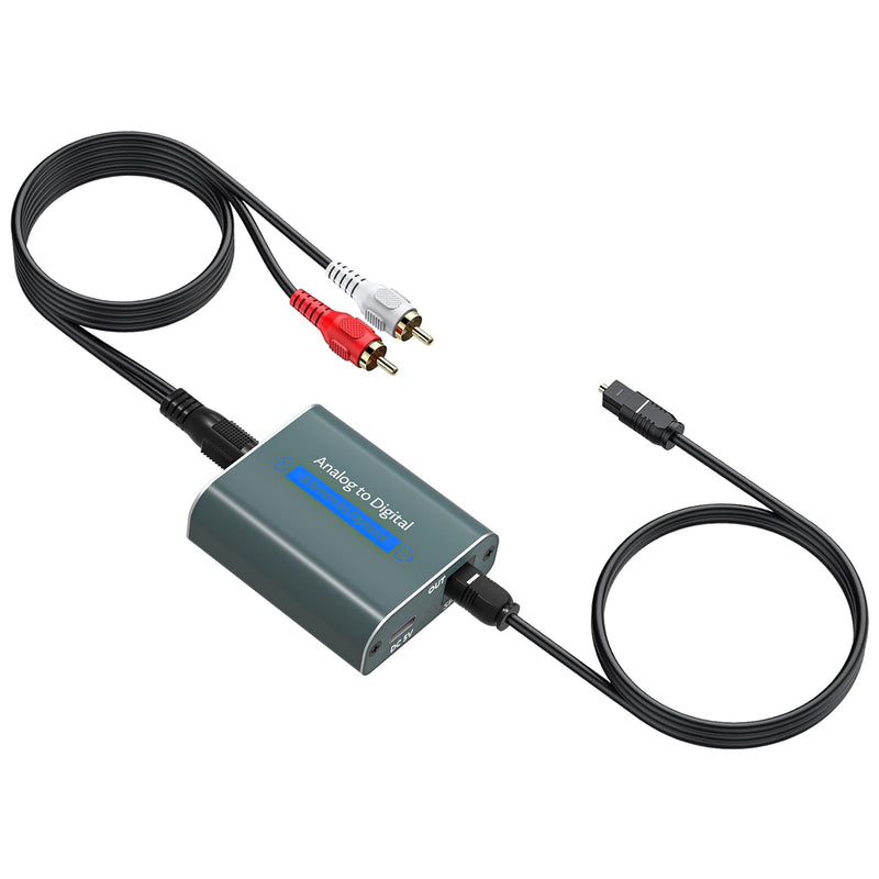 3.5mm to Optical Adapter Aluminum RCA to Optical Audio Converter Analog to Digital Audio Converter with Cable 3.5mm AUX Toslink Adapter for TV Amplifier Speaker/Soundbar/Home Theater ADC converter Aux to Optical 1