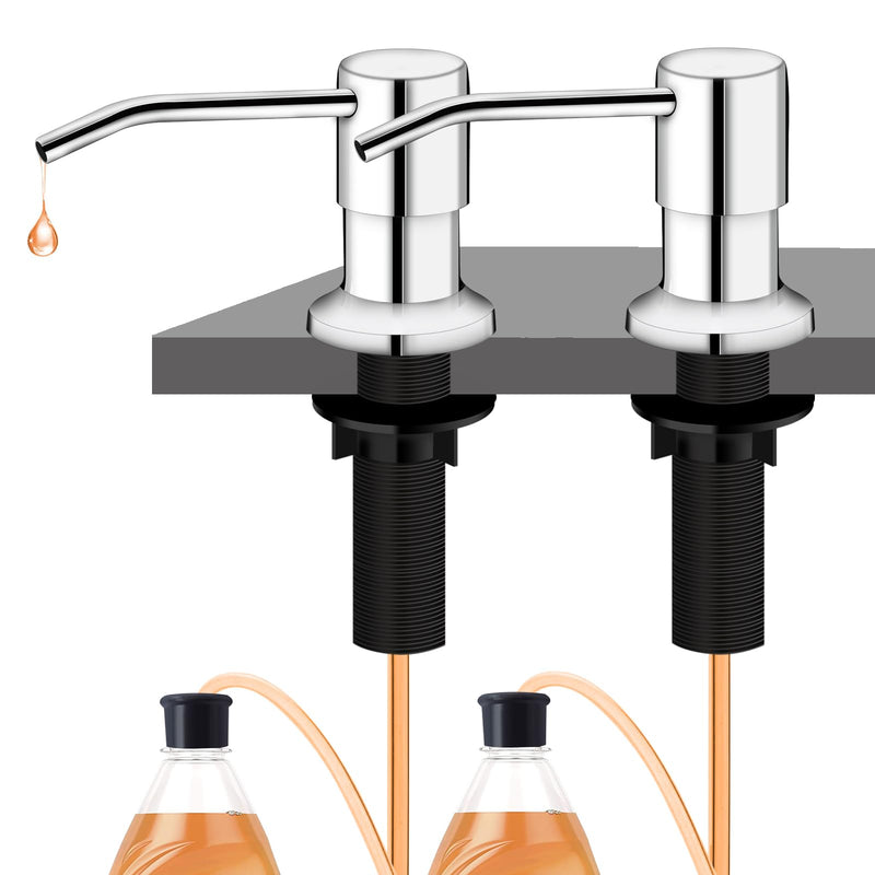 Sink Soap Dispenser, Kichen Sink SoapDispenser, 47" Extension Tube kit, Under Sink Soap Dispenser Pump, No Need More Refills （Chrome-2 Pack） Chrome-2 Pack