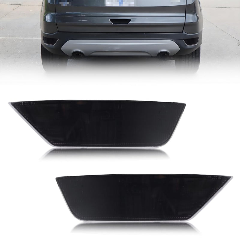  [AUSTRALIA] - Rear Bumper Reflector Compatible with Fo-rd Escape 2013-2019, [DOT] [IP67 Waterproof] Rear Bumper Reflector Housing [No Bulbs], Replace OEM #CJ5Z15A449A CJ5Z15A449B, Smoked Lens