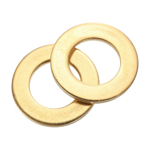 uxcell 10Pcs M20 Flat Washer, Brass 21mm ID x 37mm OD x 3mm Thick for Bolt Screw, Factories Repair, Kitchens, Shops, and Outdoor Construction, Yellow