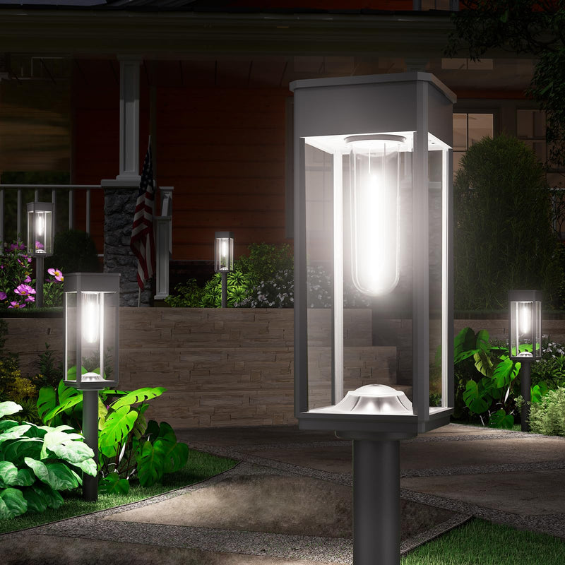 2 Pack Bright Solar Pathway Lights,IP65 Waterproof Outdoor Garden Path Lights,Solar Powered for Yard,Lawn,Walkway,Driveway Landscape Lighting (Cool White) Square Cool White 2 Pack