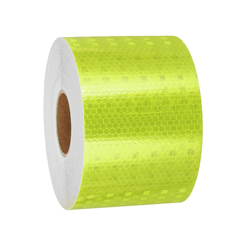 MECCANIXITY Reflective Tape, 3 Inch x 82 ft Self-Adhesive Trailer Reflector Tape Waterproof Warning Safety Sticker High Visibility Night Reflectors for Bikes Cars, Fluorescent Yellow 3 Inch x 82 Feet