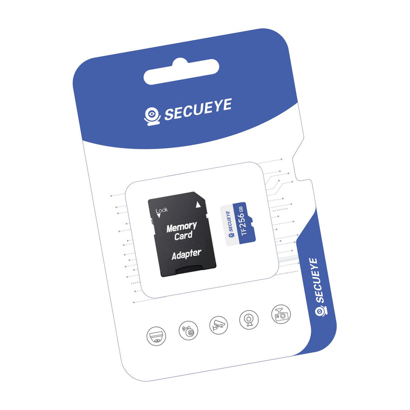 SECUEYE 256GB TF Memory Card with Adapter Class 10 FAT32 High Speed Reading/Writing 24/7 Recording for Security Camera Dash Cam and More (256GB + Adapter) 256GB + Adapter