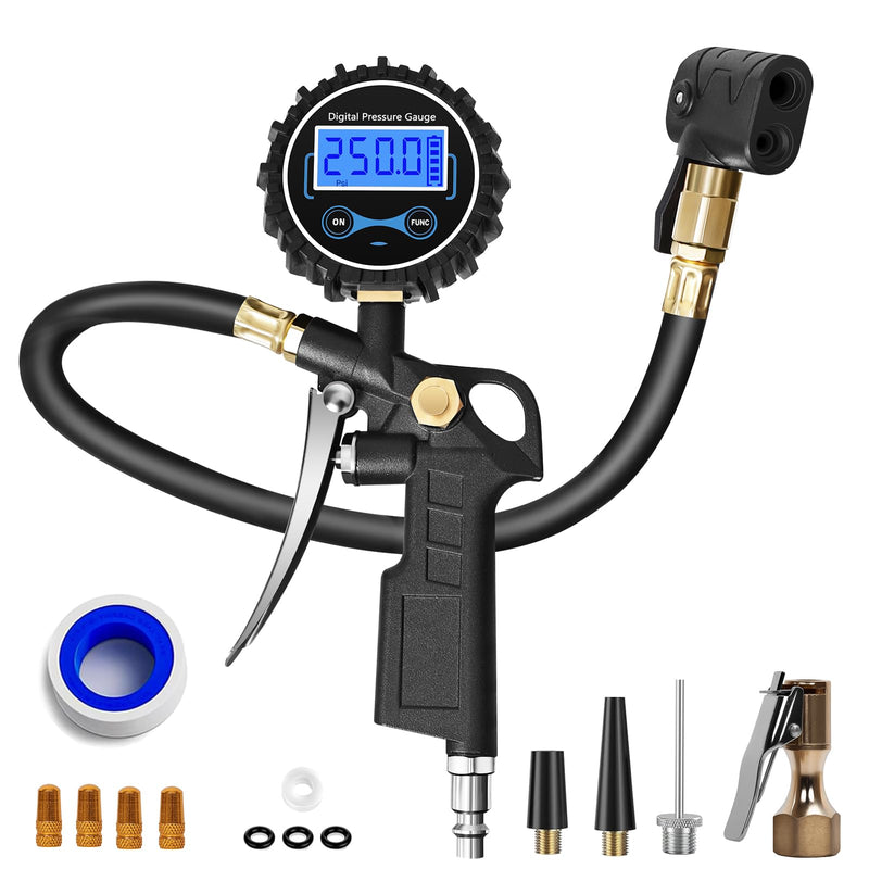 Digital Bike Tire Pressure Gauge, Presta Valve Adaptor, Schrader to Presta Valve Adapter for Air Compressor, Schrader Valve Adapter, Easiest Use Presta and Schrader Air Compressor Tool Presta & Schrader Valve Adapter