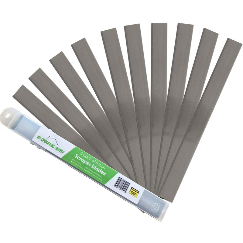 8" Replacement Floor Scraper Blades 10-Pack - Angled Demolition Scraper Blades for Efficient Flooring Removal and Demolition Razors - Compatible with Telescoping Floor Scrape - by KP Operating Supply Pack of 10