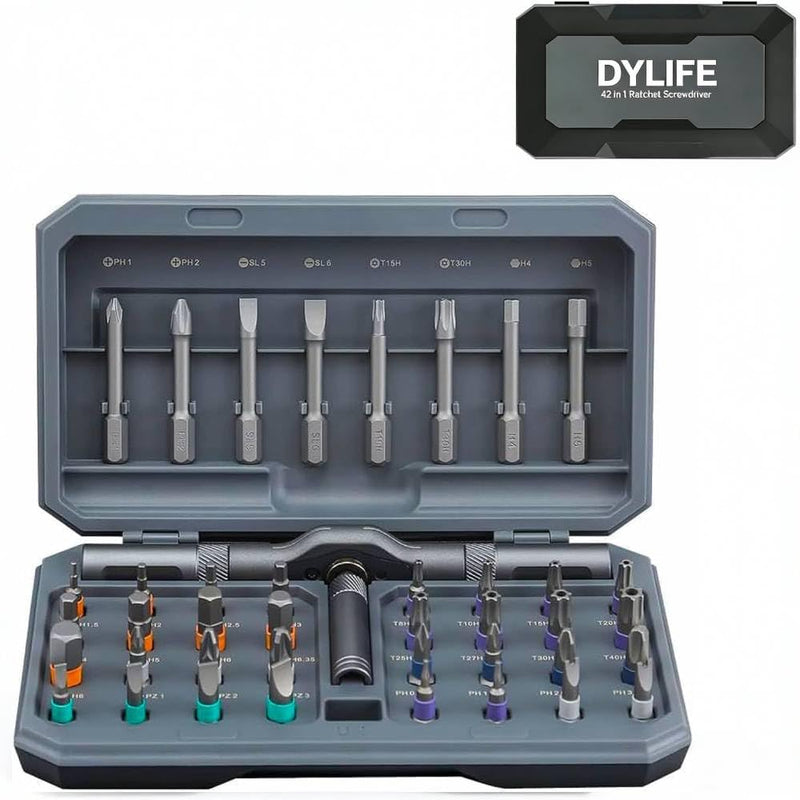 42 in 1 Magnetic Screwdriver Set, DIY Ratchet Screwdriver Set, Removable Self-assembly Precision Screwdriver Kit, Magnetic DIY Precision Tool Kit for PC Laptop Mobile Cell Phone Digital Watch 42 In 1 Black Gray