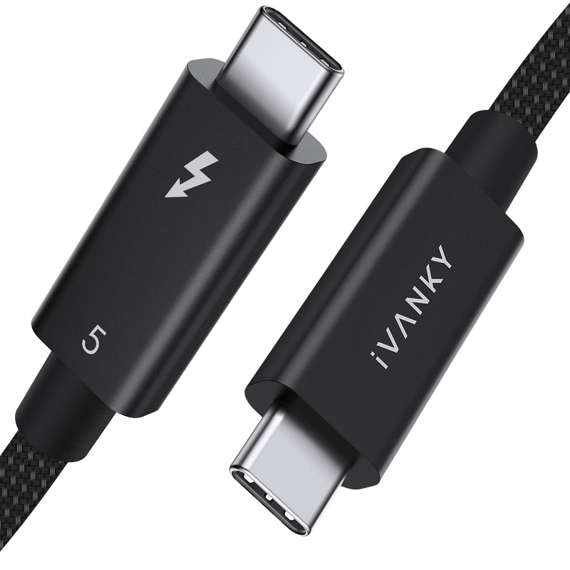 IVANKY | Intel Certified | Thunderbolt 5 Cable 3.3ft, up to 120Gbps and 240W, Premium Braided Thunderbolt Cable 80Gbps, Compatible with Thunderbolt 4/3, USB4, MacBook M5 Pro, iPhone 17/16/15-3.3FT 3.3 FT TB5-1 Pack Black