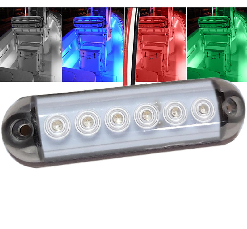 Wave One Marine 4" LED RGBW Surface Mount Courtesy Internal Driver Mount Boat Light | RV Accent | Interior Exterior Deck Transom Cockpit T Top | Waterproof IP67 (4" Round Edge) 4 Inch