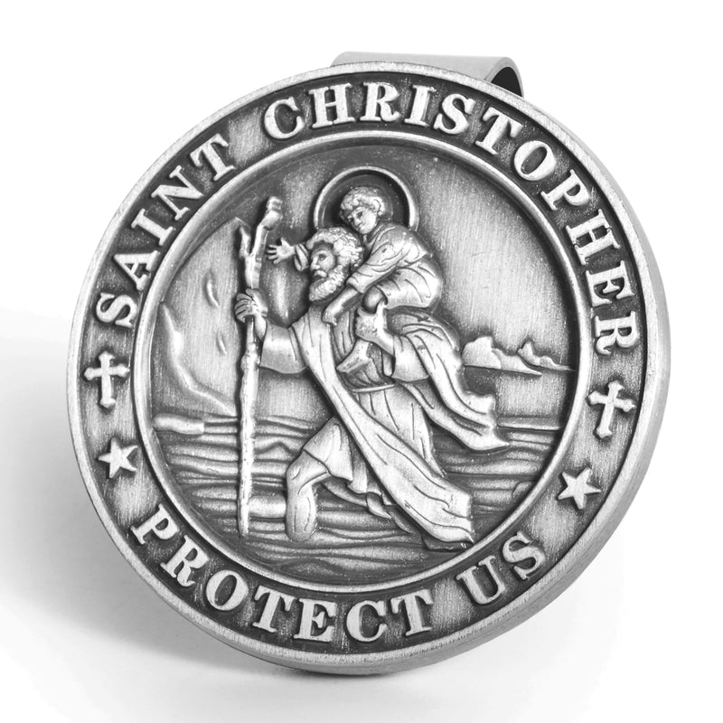 St Christopher Medal for Car, Visor Clips for Cars, Saint Christopher Medal, Guardian Angel Visor Clip, Catholic Gifts for Loved Ones, Friends and New Drivers（1PCS 1PCS
