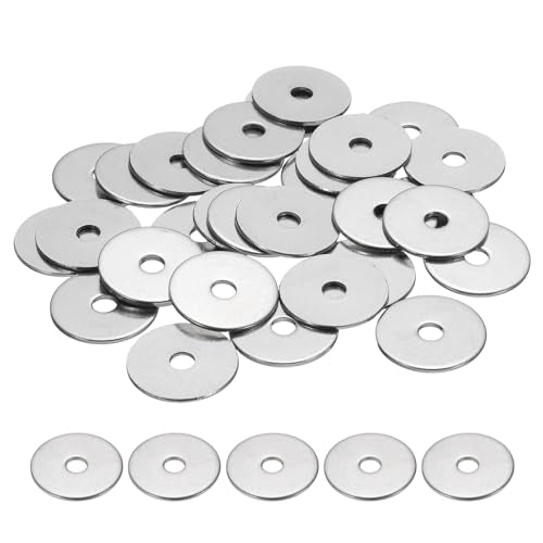 uxcell M5 Flat Washer for Screw, 30Pcs 304 Stainless Steel Washers 5MM ID x 25MM OD x 1.5MM Thick for Bolts, Factories Repair, Kitchens, Shops, and Outdoor Construction (Silver Tone) 5 x 25 x 1.5 mm/0.2 x 1 x 0.06 inches