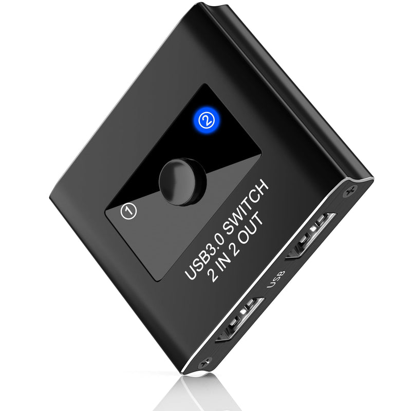 USB Switch, USB 3.0 Switcher 2 in 2 Out, Switcher 2 Computers Sharing 2 Devices for Printer, Keyboard, Scanner, Mouse, Compatible with Mac/Win/Linux