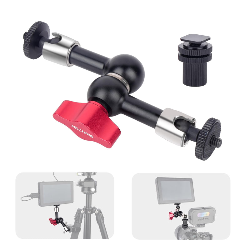 7" Cold Shoe Magic Arm with 360° Ball Joint & 1/4" Screw, Adjustable Stainless Steel Friction Arm for Camera Cage LED Light Microphone Monitor – DSLR Vlog Photography-87001 7" Magic Arm
