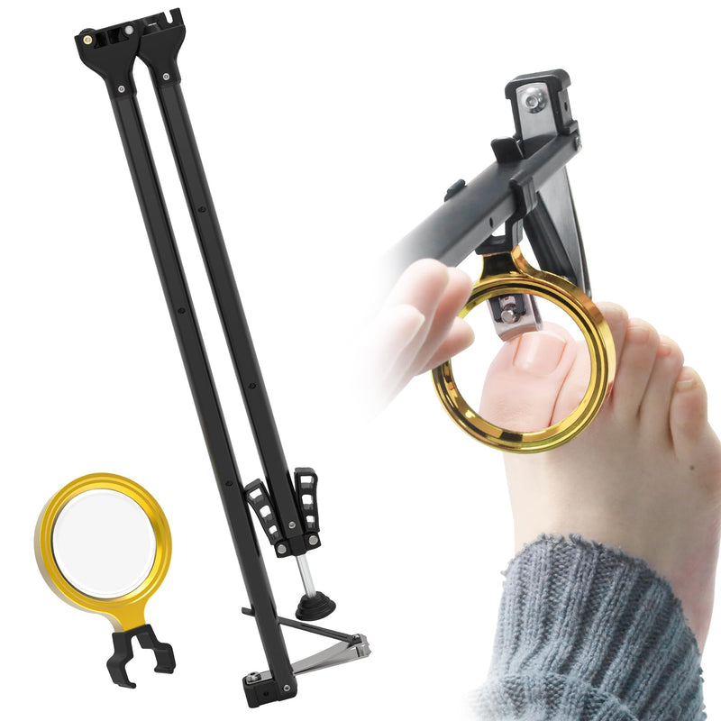 Foldable Extended Long Handle Toenail Clippers with Magnifier-4mm Wide Jaw & Ergonomic Design for Seniors, Arthritis& Limited Mobility | Heavy-Duty, No-Bend Trimming, Tool-Free Foldable (24" Black) M - 24"
