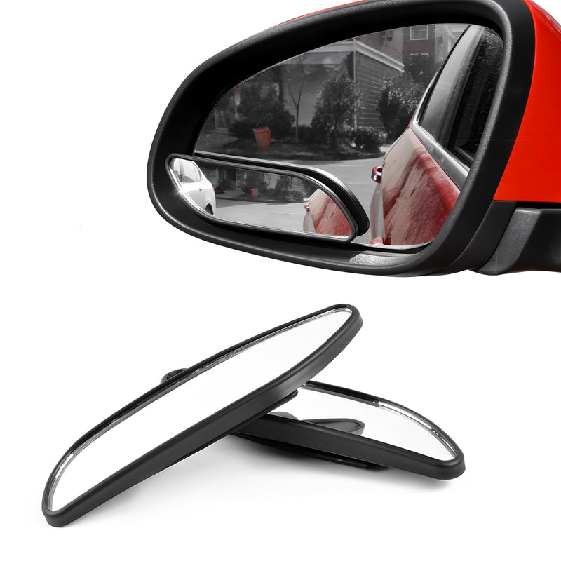 2PCS Blind Spot Car Mirror, Rectangular HD Glass Wide Angle Rearview Mirror with Adjustable Stick, Long Framed ABS Housing Convex Side Rear View Mirror for Car SUV Truck