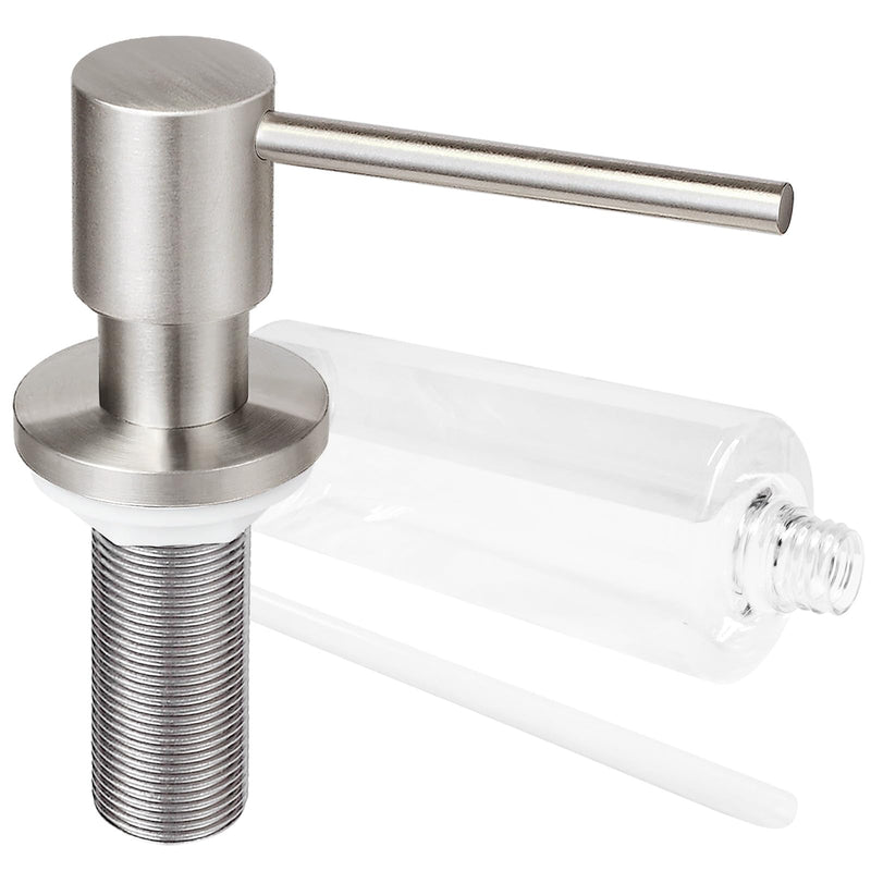 Deck Mounted Brass Kitchen Sink Soap Dispenser or Lotion Dispenser with 17OZ Above The Sink Refillable Bottle(Brushed Nickel) Brushed Nickel