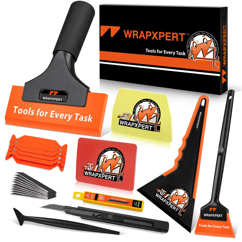 WRAPXPERT Window Tint Tool Vinyl Wrap Tools Small Tinting Squeegee, Vinyl Wrap Squeegee with Felt Buffers, Utility Knife, for Side/Quarter Window Tint Applying, Car Wrapping/PPF Installation
