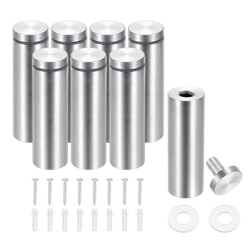 PATIKIL 1" x 3.2" Standoff Screws, 8 Pack Stainless Steel Wall Mount Sign Standoffs Mounting Hardware Advertising Nail for Hanging Acrylic Picture Frame, Silver 1" x 3.2"