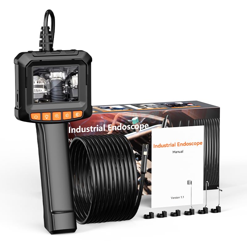 Dual-Lens Endoscope Camera with Light - 2.4" LCD Screen Inspection Cameras,IP67 Waterproof Borescope,HD 1080P Endoscope Camera 16.5ft Semi-Rigid Cord for Sewer,Gifts for Men Tools and Gadgets