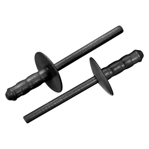 uxcell 100Pcs 3/16"x1/2" Large Head Multi Grip Blind Rivets, Zinc-Plated Carbon Steel Grip and Mandrel Cap Blind Rivets, Black