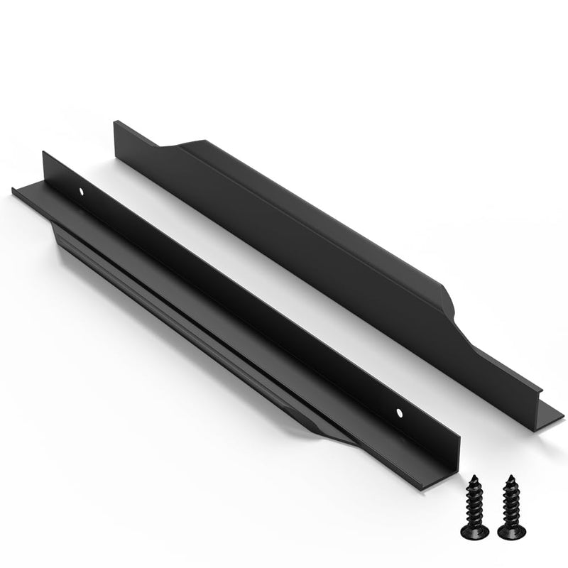5 Pack 300mm(11.8 Inch) Black Edge Finger Pull Drawer Door Cabinet Aluminum Alloy Long Concealed Furniture for Kitchen Bathroom 300mm(11.8 Inch)