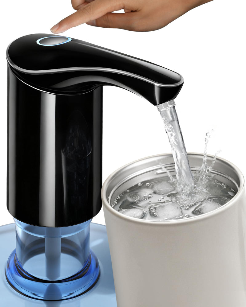 Rechargeable Water Dispenser Pump for 5 Gallon Bottle - Silent, Large Flow | USB-C Fast Charging | Silent Operation |Large Flow Output | Automatic Portable Water Pump | for Camping, Home, Outdoor Black