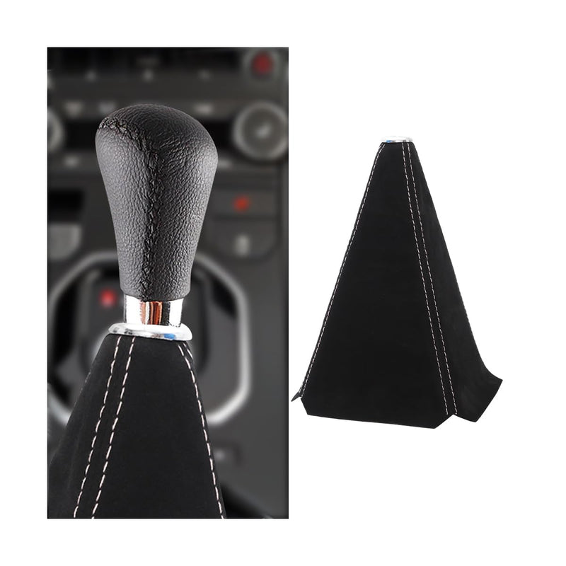 BESULEN Car Shift Boot Cover, Leather Shift Knob Dust Cover, Manual/Auto Shifter Boot Sleeve Replacement, Handbrake Gaiter Boot Dust Cover Car Interior Accessories (Black/Pink) Black+Pink