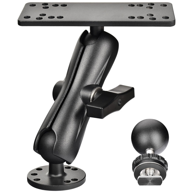 VAUBORTTI Aluminum Fish Finder Mount, Marine Electronic Mount for Boat, C Size 1.5" Ball with T-Bolt Track Base, Compatible with Garmin, Lowrance, Raymarine, for RAM Systems