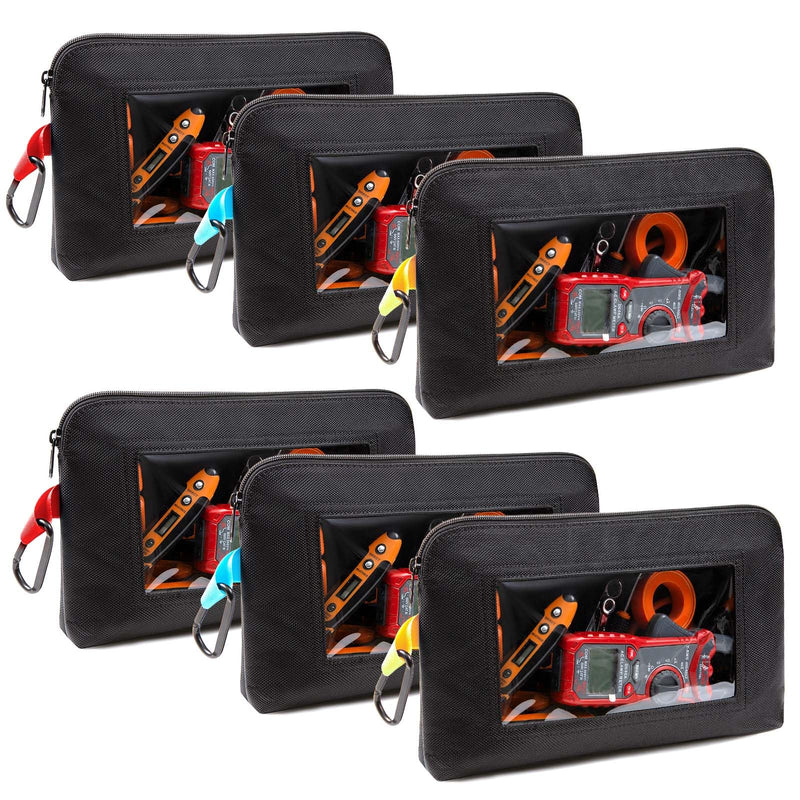 Foxrino Clear Tool Pouch, Heavy Duty Small Tool Bag with Zipper, Canvas Tool Pouch Organizer Bags for Men for Workshop, Contractors, Electricians, Perfect Gifts for Him Dad Father Day, 6 Pack