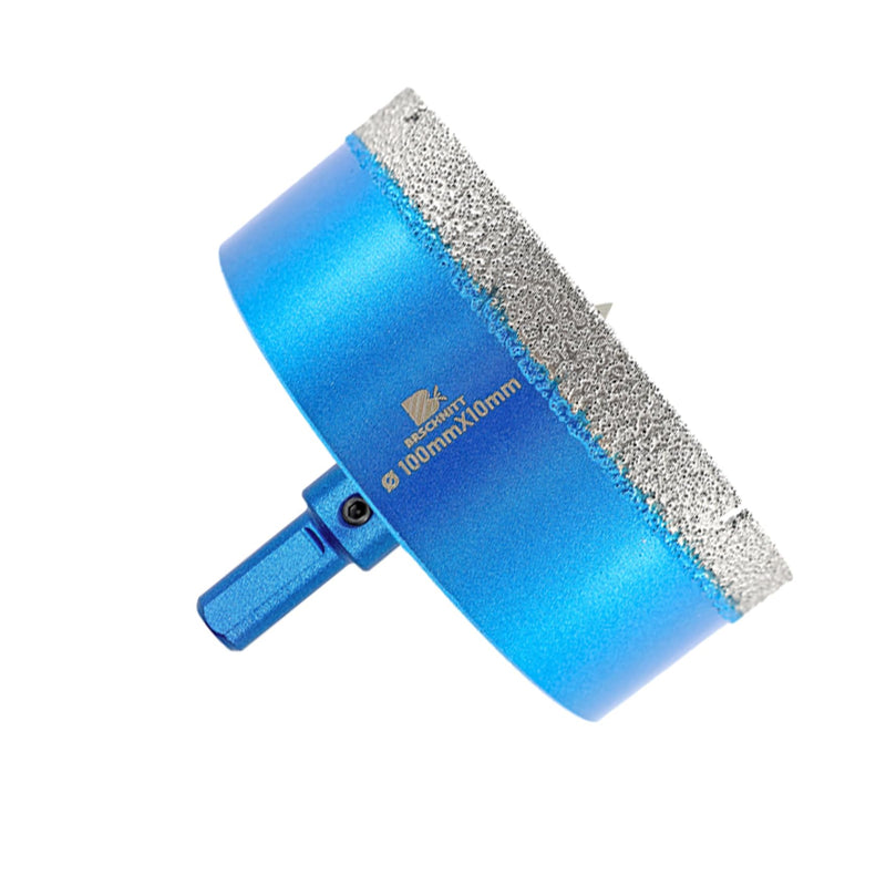 Dry Diamond Core Drill Bit with Pilot Bit - 4" Diamond Tile Hole Saw with Triangle Shank for Porcelain Tile Ceramic Stone Granite Marble 100MM 2