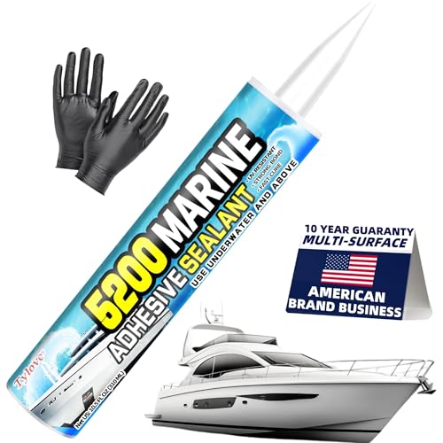 5200 Marine Sealant for Boats & RVs-Fast-Cure (30 Mins), Waterproof, UV-Resistant, High-Bond Adhesive Sealant for Hulls, Decks, Fiberglass, Wood & Metal-Eco-Friendly, Low Odor, with Gloves&Nozzle (1) WHITE 1A