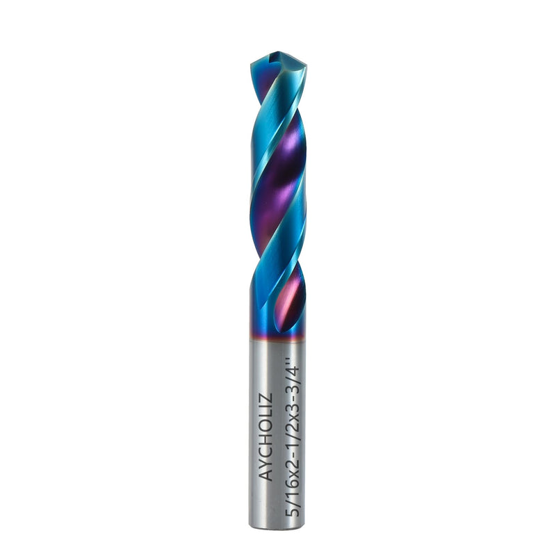 ‌AYCHOLIZ 5/16" Carbide CNC Drill Bit - 55 HRC 120° Point, Straight Shank Short-Length for Hardened Steel/Cast Iron, CNC Machines Only (Not for Hand Drills) 5/16"