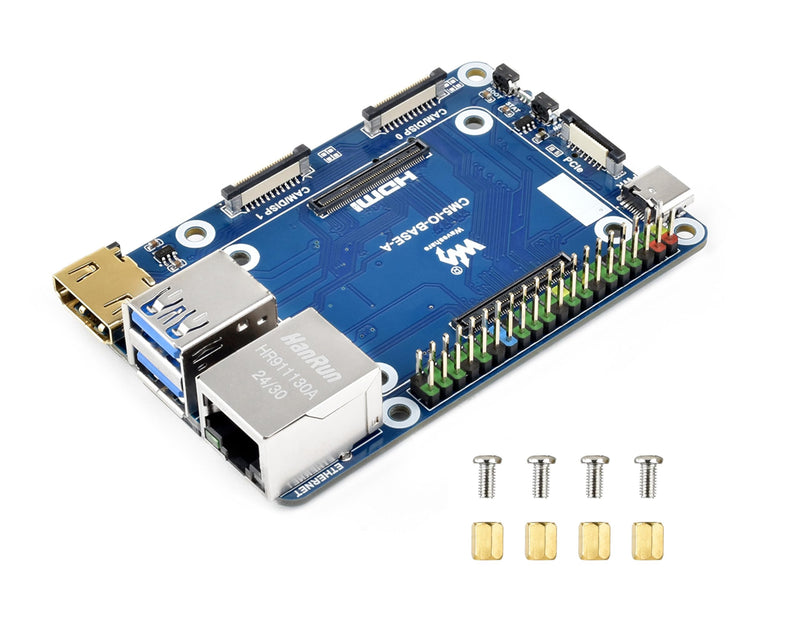 Mini Base Board Compatible with Raspberry Pi Compute Module 5, Compact Design with Multiple Connectors-2x USB3.2 Gen1, 2xUSB2.0, Color-Coded 40PIN GPIO Header,HDMI,MIPI, PCIe Interfaces,etc.