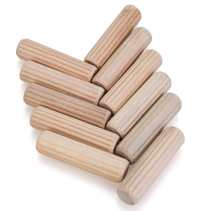 200 pcs 1/2" x 2" Wooden Dowel Pins, Hardwood, Kiln-Dried Fluted & Beveled Design for Easy Insertion for Woodworking, Furniture, Crafts & DIY Projects (12.7mm x 50mm) 1/2" x 2" 200