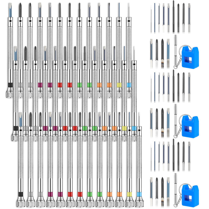 39pcs Precision Watch Screwdriver Set 0.6-2.0mm Small Jewelers Screwdriver Set High Hardness Steel Micro Cross Screwdriver Kit Glasses Repair Kit for Watch Eyeglasses Jewelry Work Electronics Repair 39