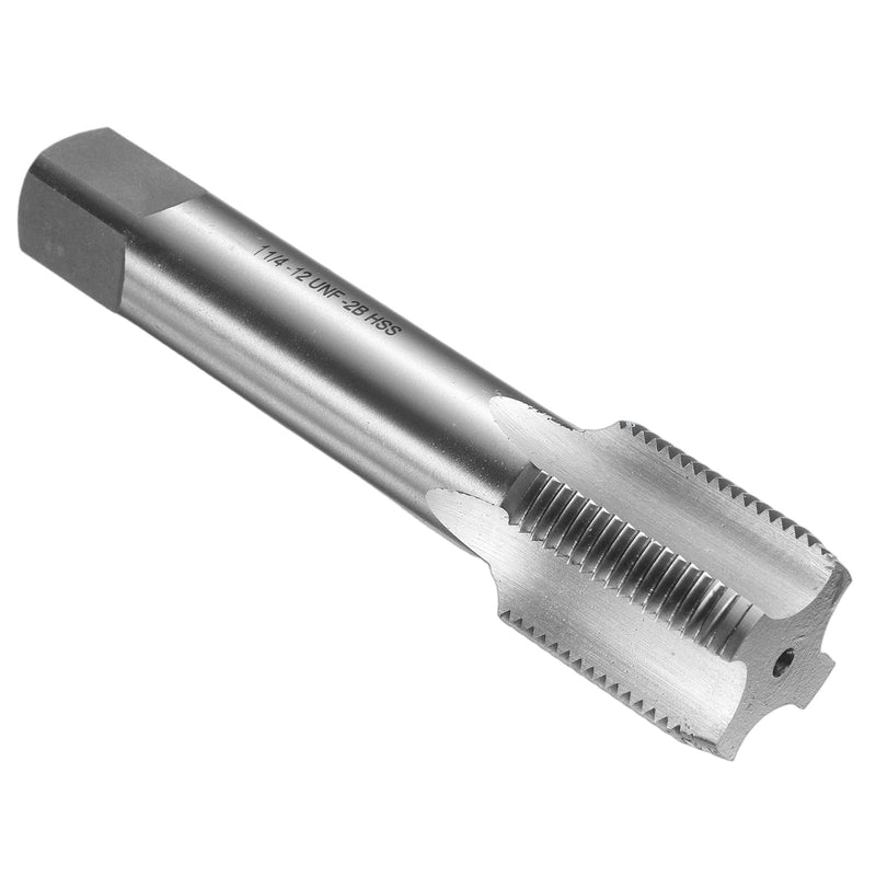 uxcell Hand Bottom Tap 1-1/4-12 UNF 2B Thread Bottoming Style Threading Taps High Speed Steel HSS6542 Straight Flutes Screw Tapping Tool