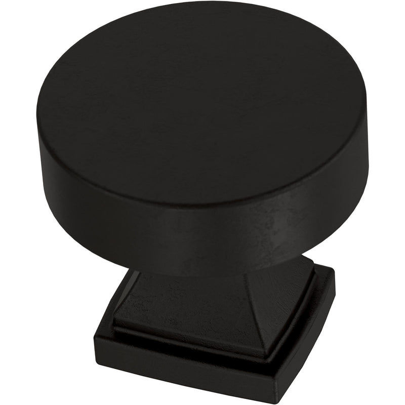 Franklin Brass 10 Pack Matte Black Cabinet Knobs 1-1/16 inch (27mm) Kitchen Cabinet Handles and Drawer Knobs for Cupboards, Dressers, Furniture, Bathroom Vanity | Tiered Foot 1-1/16" (27mm) Knob
