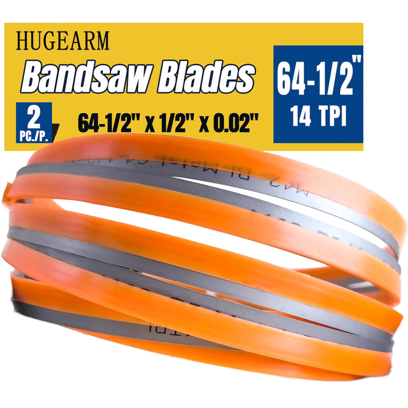 2 Pack 64-1/2 inch Band Saw Blades Metal Cutting, 64-1/2 x 1/2 x 0.02 Inch, Bandsaw Blades, Bi-Metal M42, 14 TPI 2 pcs 14 tpi